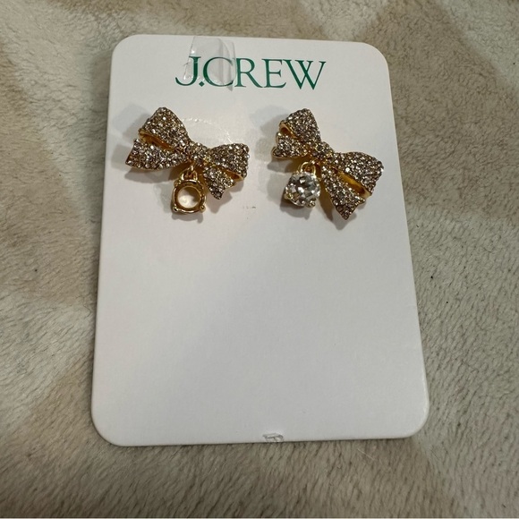 J crew Pavé bow drop earrings - Picture 2 of 3